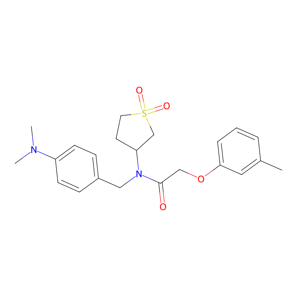 N-[4-(dimethylamino)benzyl]-N-(1,1-dioxidotetrahydrothien-3-yl)-2-(3-methylphenoxy)acetamide molecular structure, CAS 4873-52-3