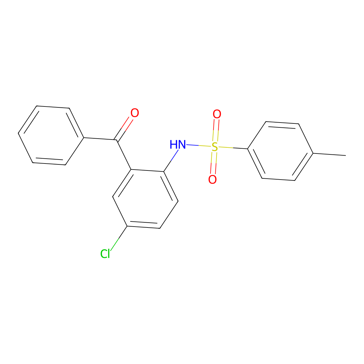 Benzenesulfonamide, N-(2-benzoyl-4-chlorophenyl)-4-methyl- molecular structure, CAS 4873-59-0