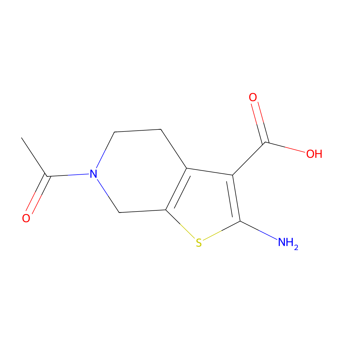 6-Acetyl-2-amino-4,5,6,7-tetrahydrothieno[2,3-c]pyridine-3-carboxylic acid molecular structure, CAS 487413-70-7