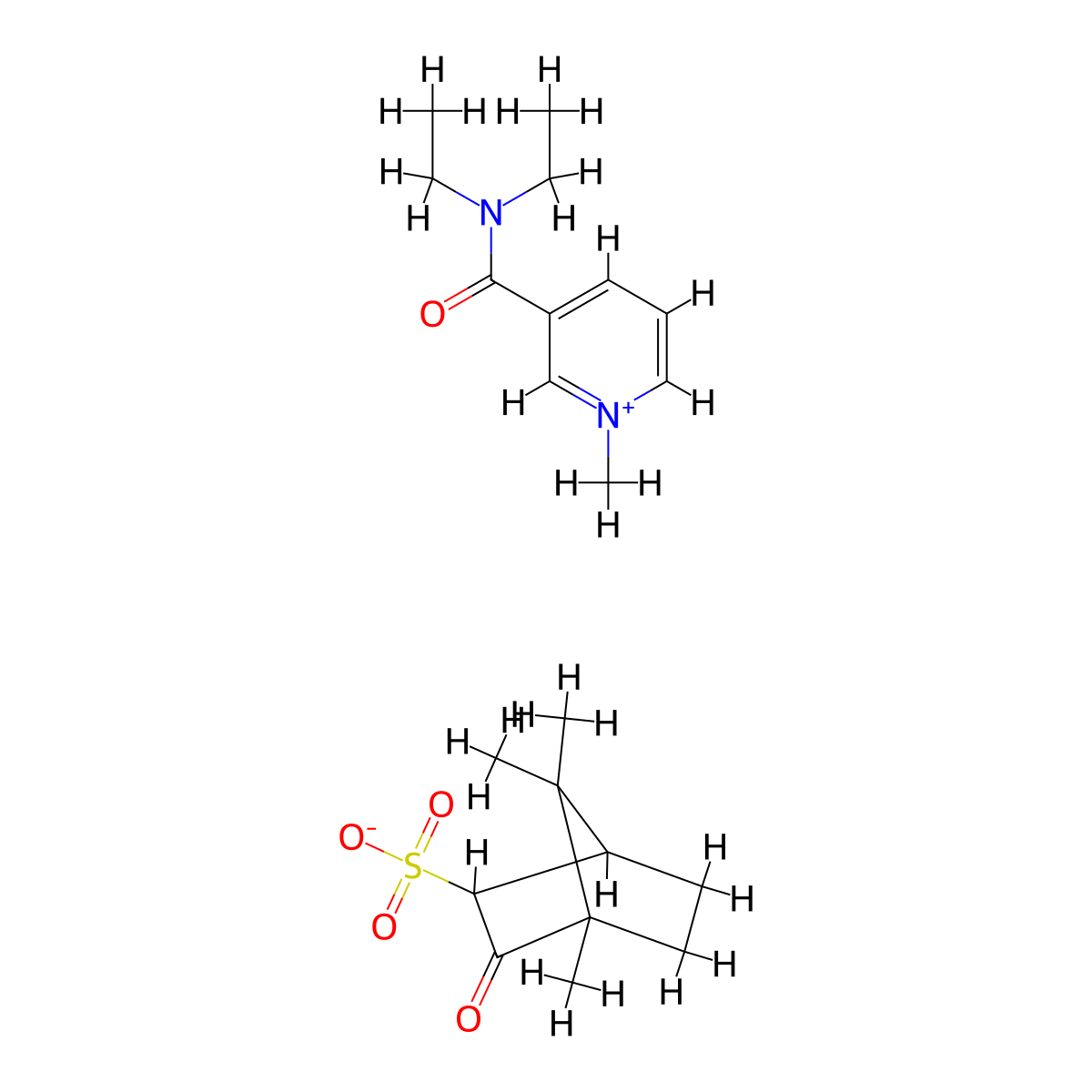 Pyridinium, 3-((diethylamino)carbonyl)-1-methyl-, 4,7,7-trimethyl-3-oxobicyclo(2.2.1)heptane-2-sulfonate (1:1) molecular structure, CAS 4876-45-3