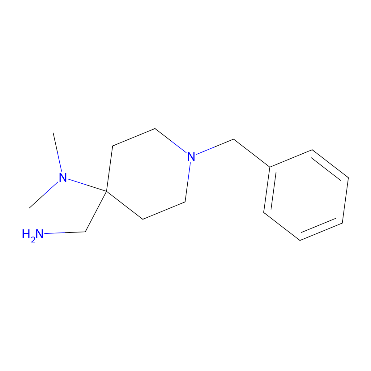 4-(aminomethyl)-1-benzyl-N,N-dimethylpiperidin-4-amine molecular structure, CAS 4876-48-6