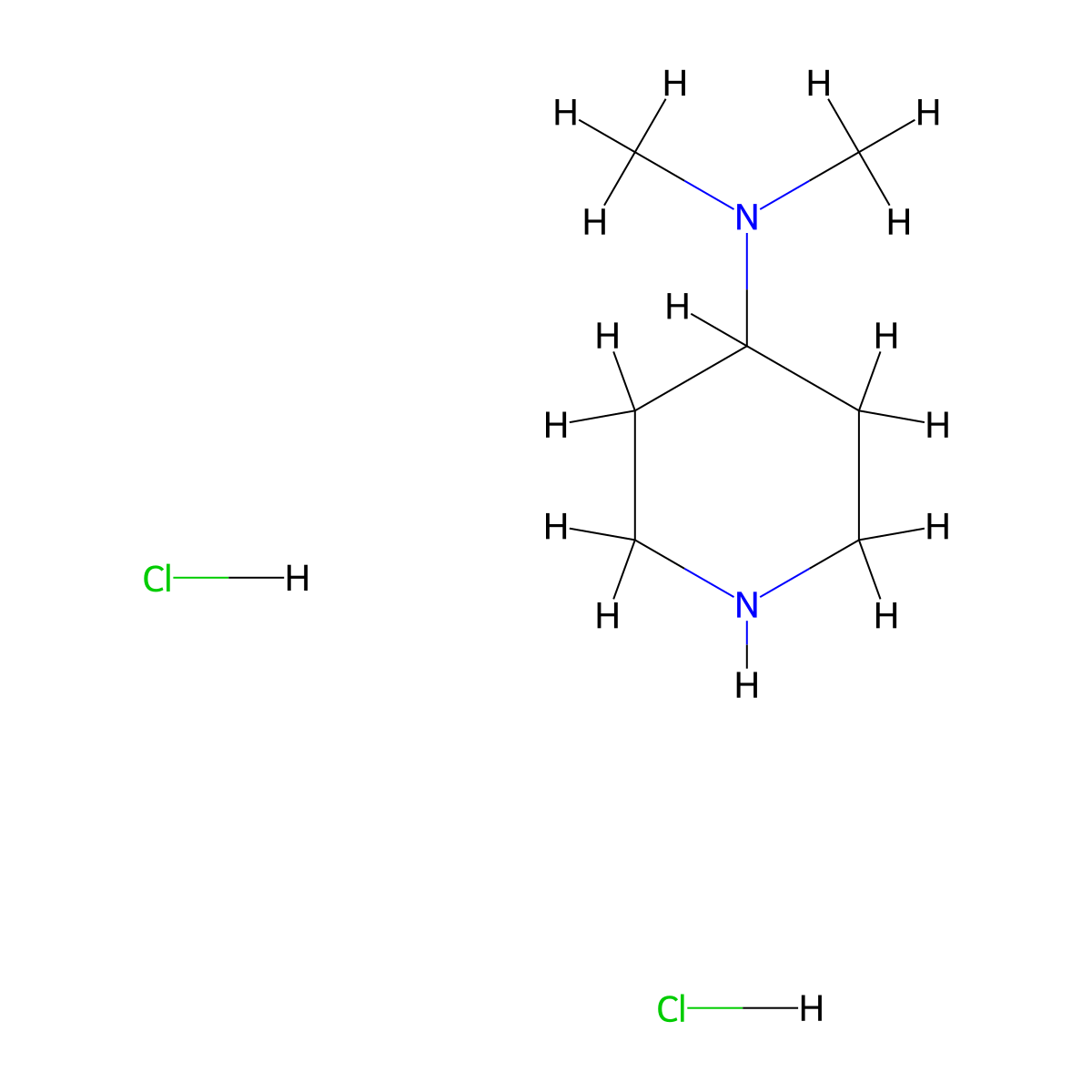 4-(Dimethylamino)piperidine dihydrochloride molecular structure, CAS 4876-59-9