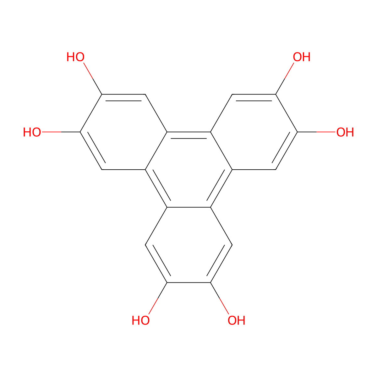 2,3,6,7,10,11-Hexahydroxytriphenylene molecular structure, CAS 4877-80-9