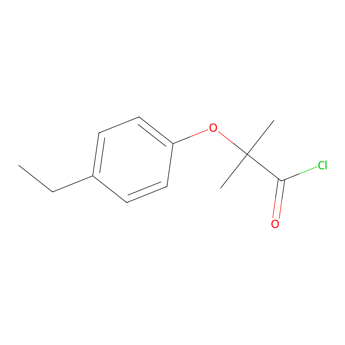 2-(4-Ethylphenoxy)-2-methylpropanoyl chloride molecular structure, CAS 4878-07-3