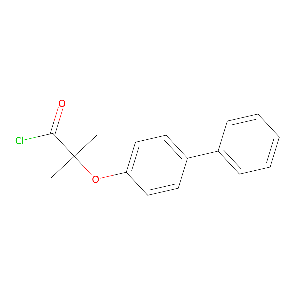 2-(Biphenyl-4-yloxy)-2-methylpropanoyl chloride molecular structure, CAS 4878-10-8