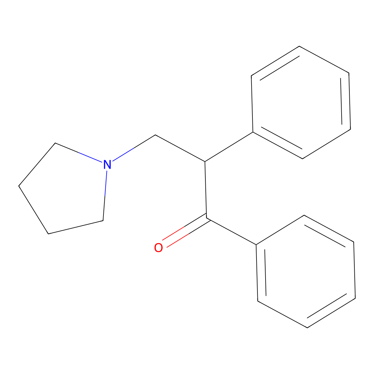 1,2-Diphenyl-3-pyrrolidin-1-ylpropan-1-one molecular structure, CAS 4879-40-7