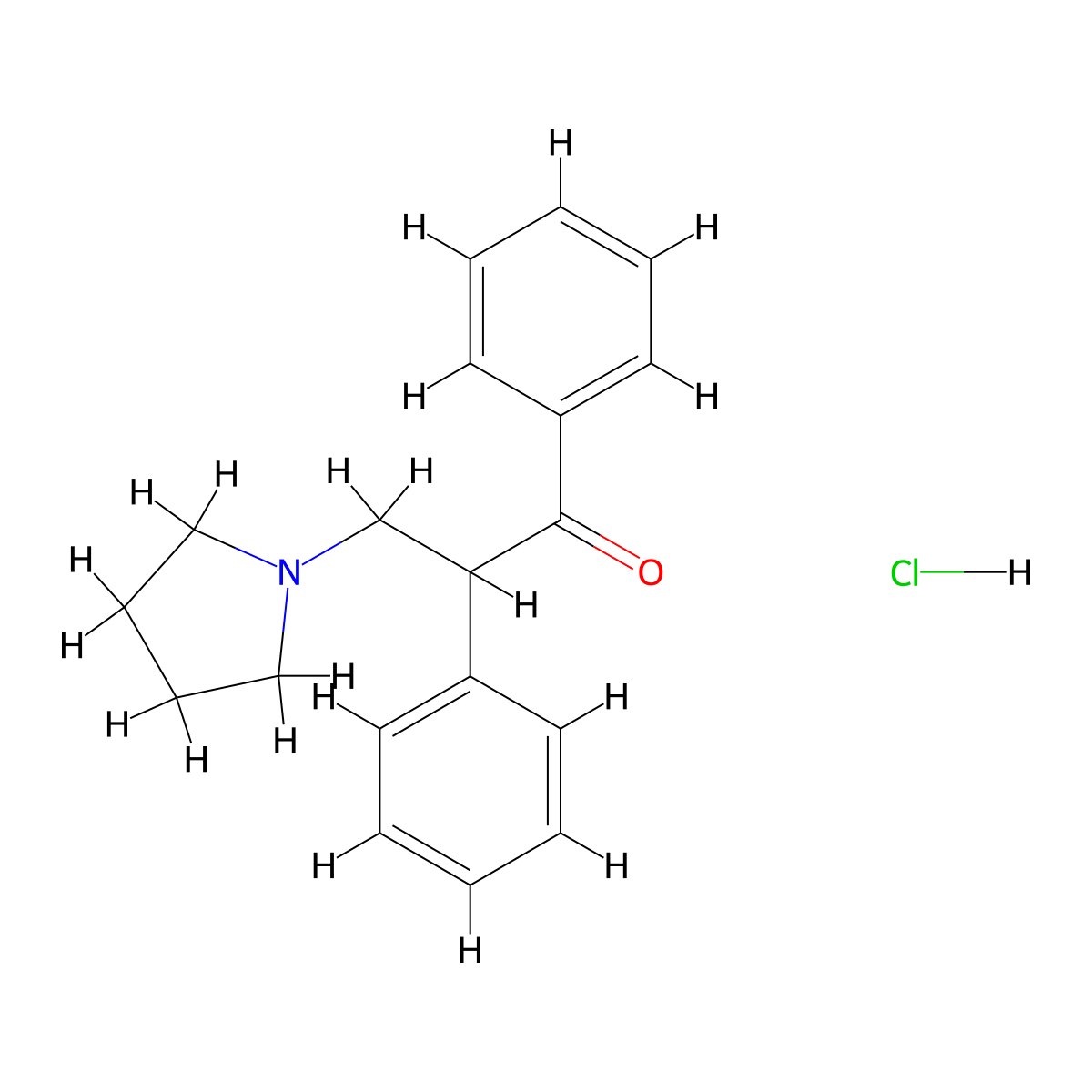 1,2-Diphenyl-3-(pyrrolidin-1-yl)propan-1-one--hydrogen chloride (1/1) molecular structure, CAS 4879-41-8