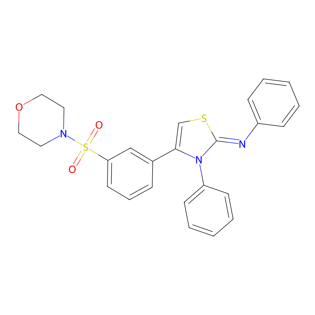 4-(3-morpholin-4-ylsulfonylphenyl)-N,3-diphenyl-1,3-thiazol-2-imine molecular structure, CAS 4880-46-0