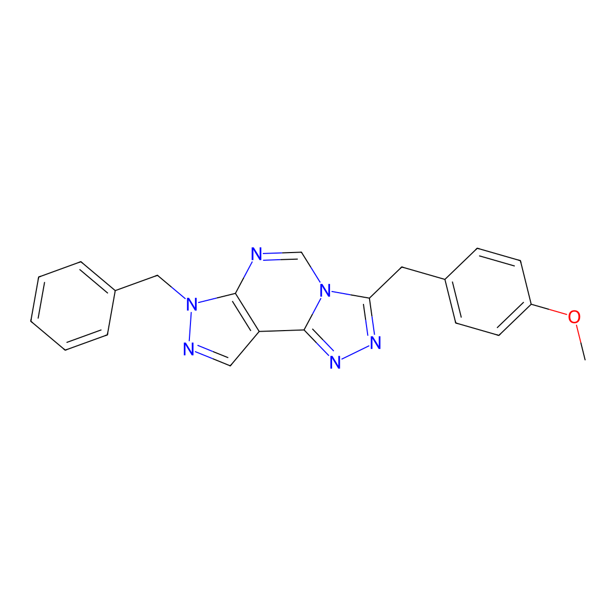 7-benzyl-3-(4-methoxybenzyl)-7H-pyrazolo[4,3-e][1,2,4]triazolo[4,3-c]pyrimidine molecular structure, CAS 488086-21-1