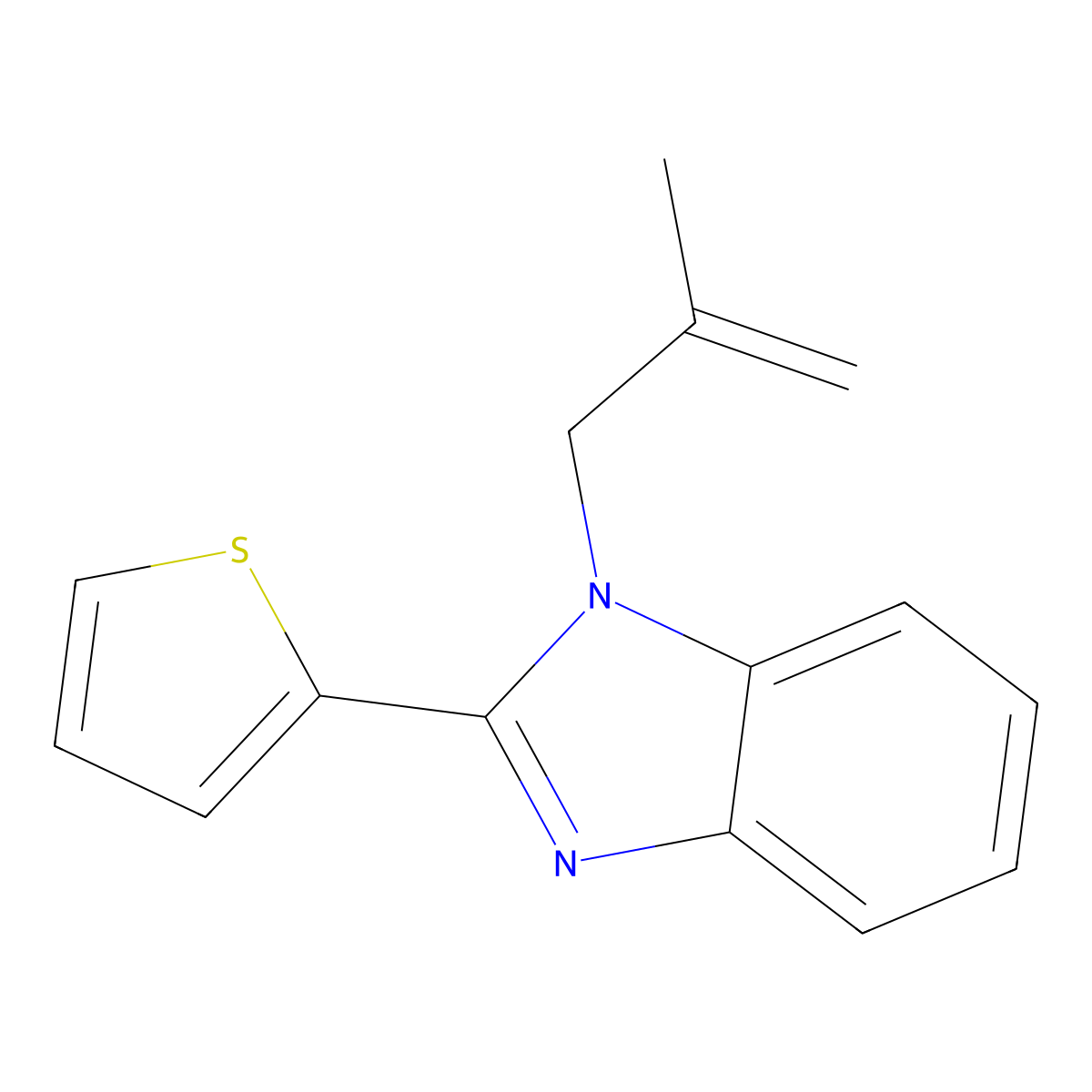 1-(2-methylallyl)-2-(thiophen-2-yl)-1H-benzo[d]imidazole molecular structure, CAS 488086-57-3