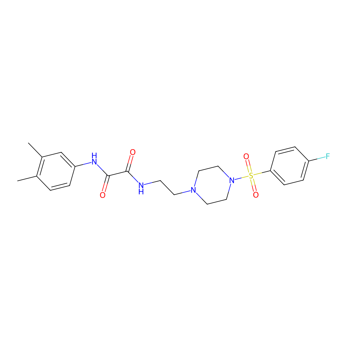 N'-(3,4-dimethylphenyl)-N-[2-[4-(4-fluorophenyl)sulfonylpiperazin-1-yl]ethyl]oxamide molecular structure, CAS 488086-69-7