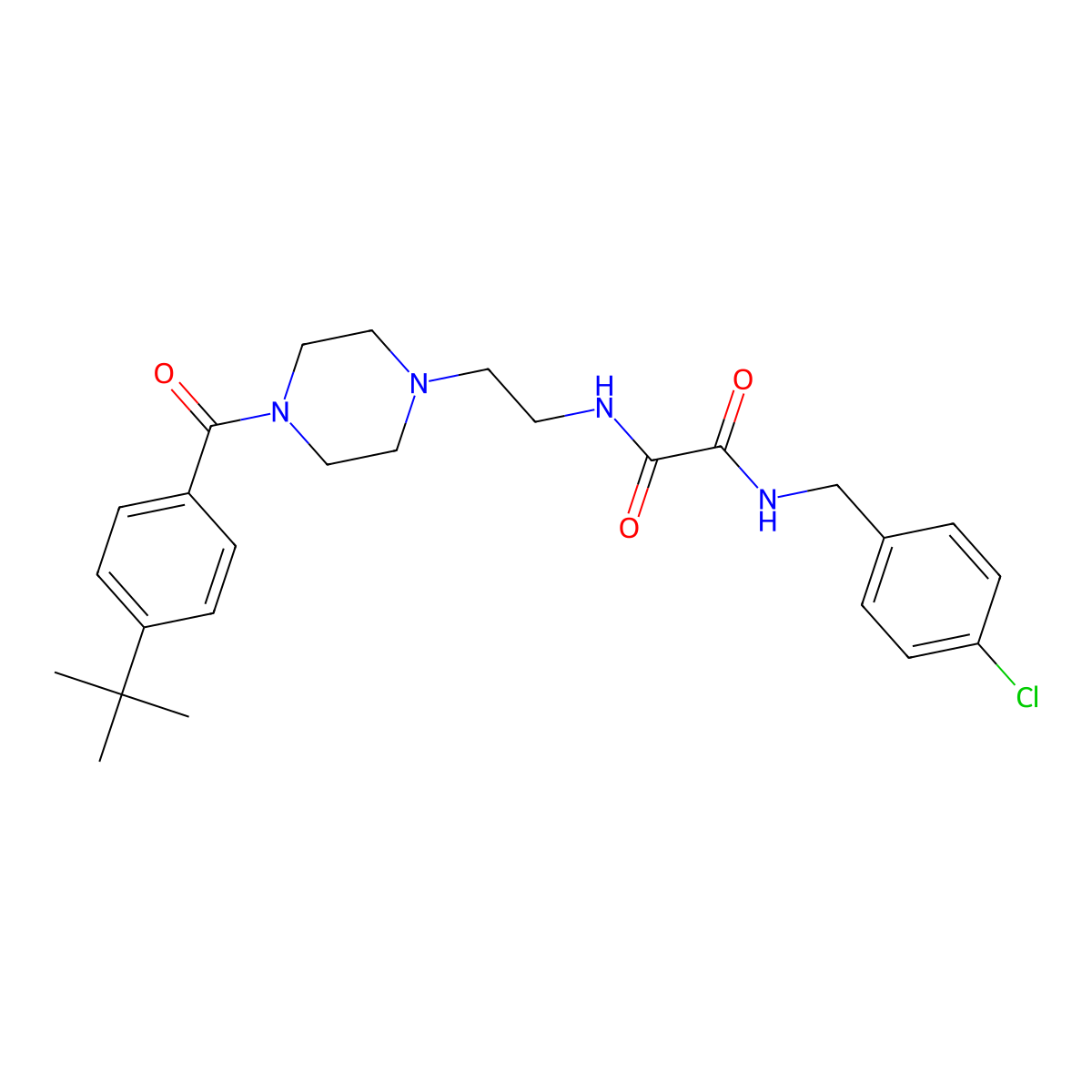 N-[2-[4-(4-tert-butylbenzoyl)piperazin-1-yl]ethyl]-N'-[(4-chlorophenyl)methyl]oxamide molecular structure, CAS 488086-74-4