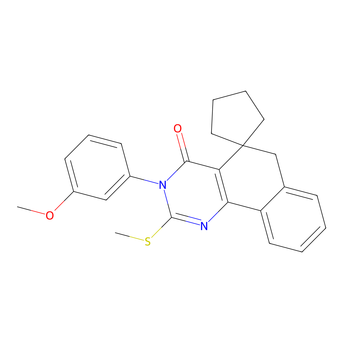 3-(3-methoxyphenyl)-2-methylsulfanylspiro[6H-benzo[h]quinazoline-5,1'-cyclopentane]-4-one molecular structure, CAS 488086-88-0