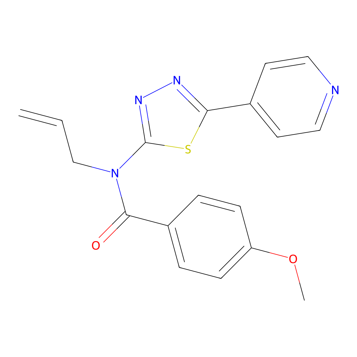 4-methoxy-N-(prop-2-en-1-yl)-N-[5-(pyridin-4-yl)-1,3,4-thiadiazol-2-yl]benzamide molecular structure, CAS 488086-94-8