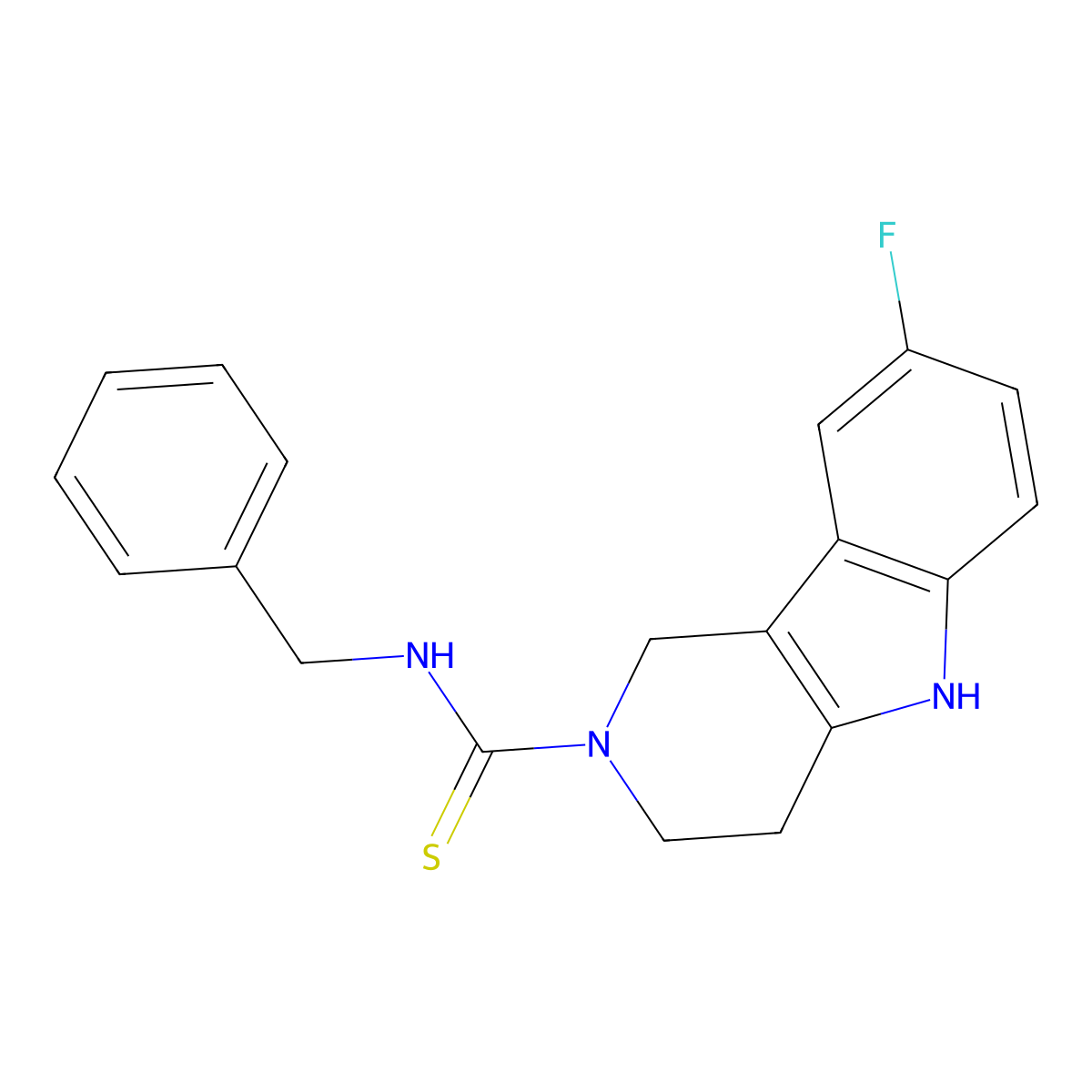 N-benzyl-8-fluoro-1,3,4,5-tetrahydropyrido[4,3-b]indole-2-carbothioamide molecular structure, CAS 488087-11-2