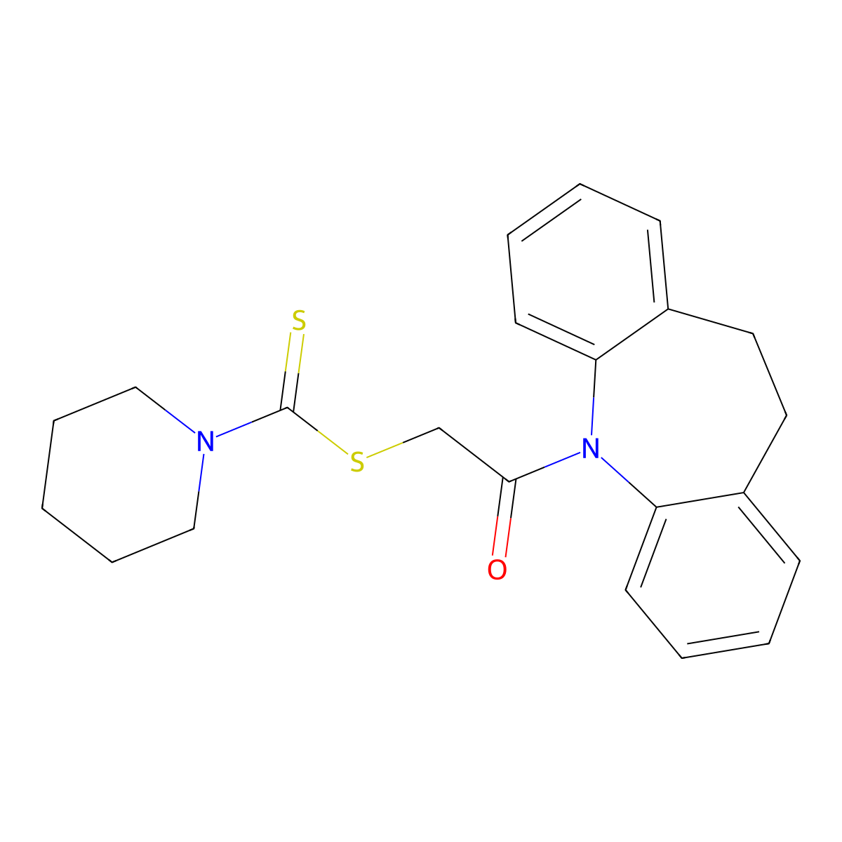 2-(10,11-dihydro-5H-dibenzo[b,f]azepin-5-yl)-2-oxoethyl piperidine-1-carbodithioate molecular structure, CAS 488087-48-5