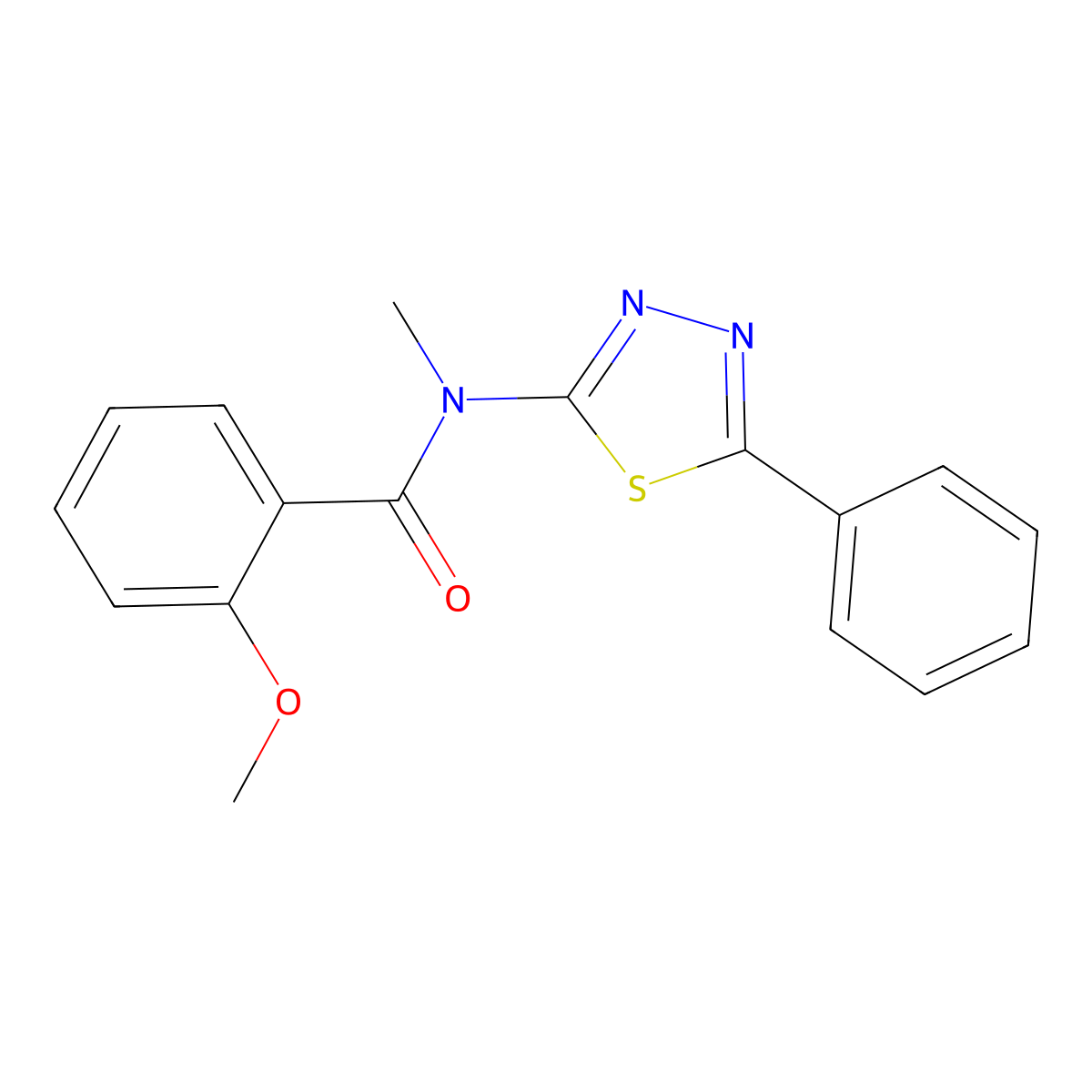 2-methoxy-N-methyl-N-(5-phenyl-1,3,4-thiadiazol-2-yl)benzamide molecular structure, CAS 488088-08-0