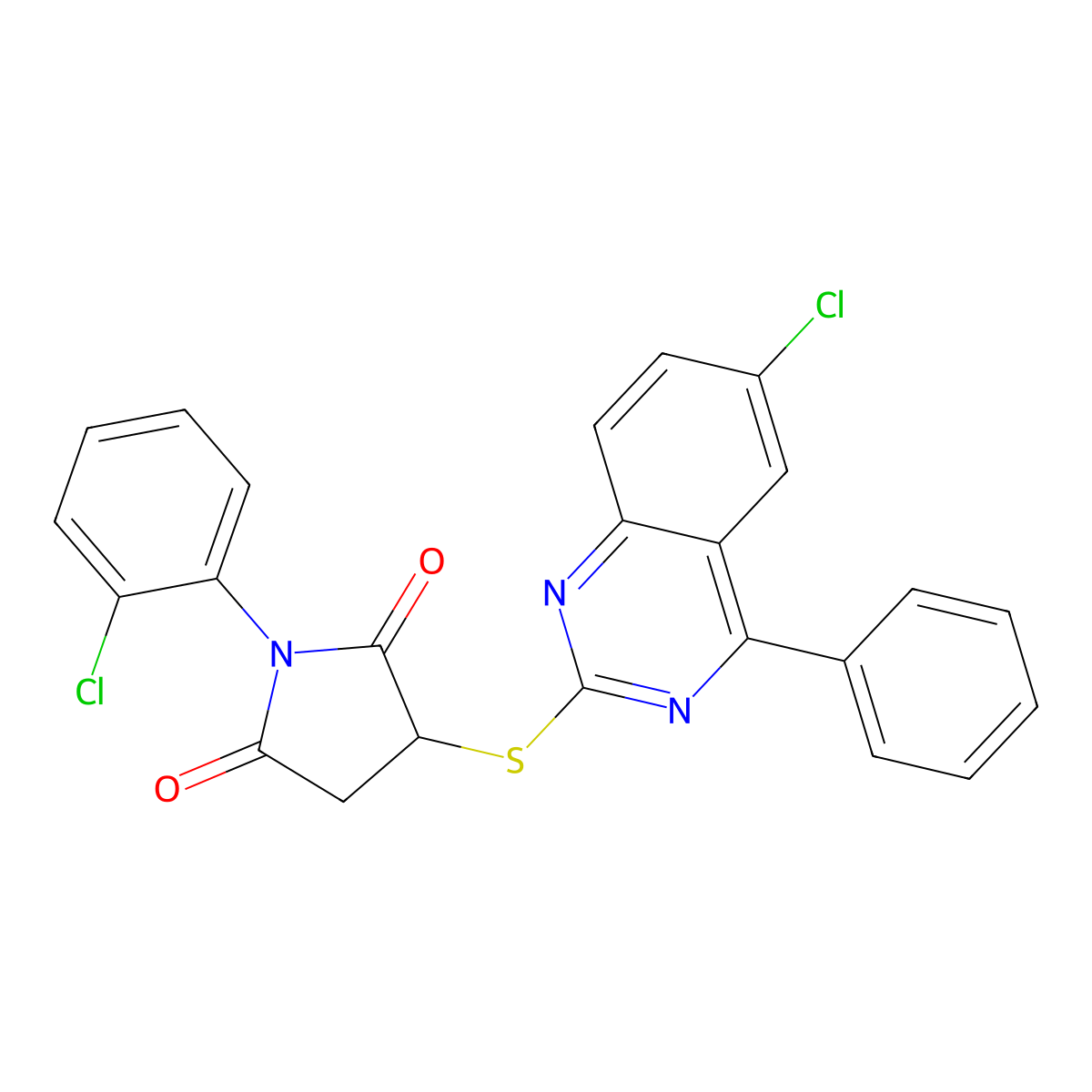 1-(2-Chlorophenyl)-3-[(6-chloro-4-phenylquinazolin-2-yl)sulfanyl]pyrrolidine-2,5-dione molecular structure, CAS 488088-44-4