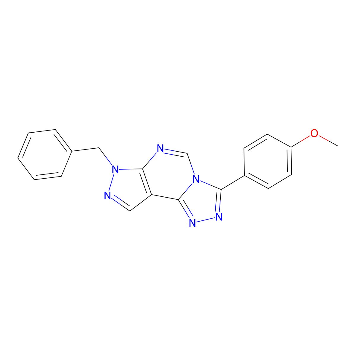 7-benzyl-3-(4-methoxyphenyl)-7H-pyrazolo[4,3-e][1,2,4]triazolo[4,3-c]pyrimidine molecular structure, CAS 488089-82-3