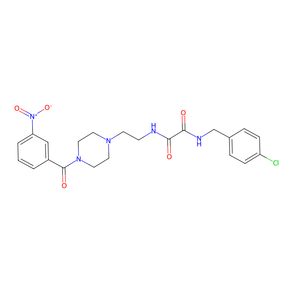 N'-[(4-chlorophenyl)methyl]-N-[2-[4-(3-nitrobenzoyl)piperazin-1-yl]ethyl]oxamide molecular structure, CAS 488089-90-3