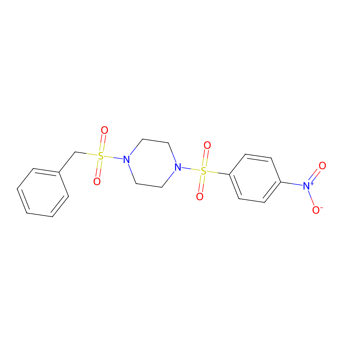 1-Benzylsulfonyl-4-(4-nitrophenyl)sulfonylpiperazine molecular structure, CAS 488090-11-5