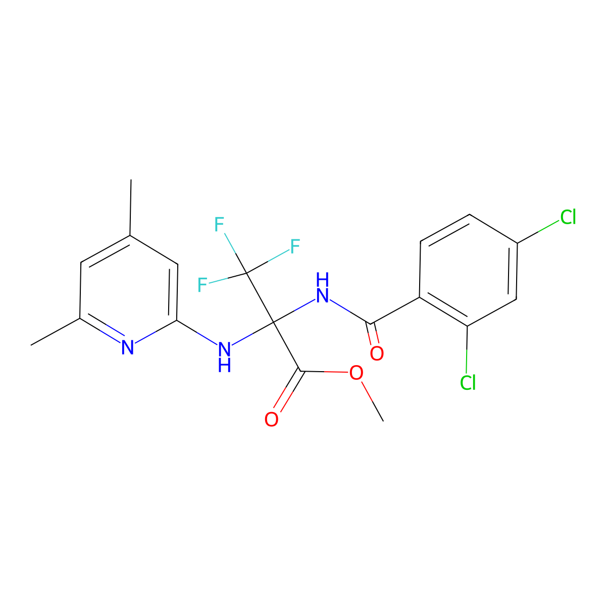 Methyl 2-[(2,4-dichlorobenzoyl)amino]-2-[(4,6-dimethyl-2-pyridinyl)amino]-3,3,3-trifluoropropanoate molecular structure, CAS 488090-24-0