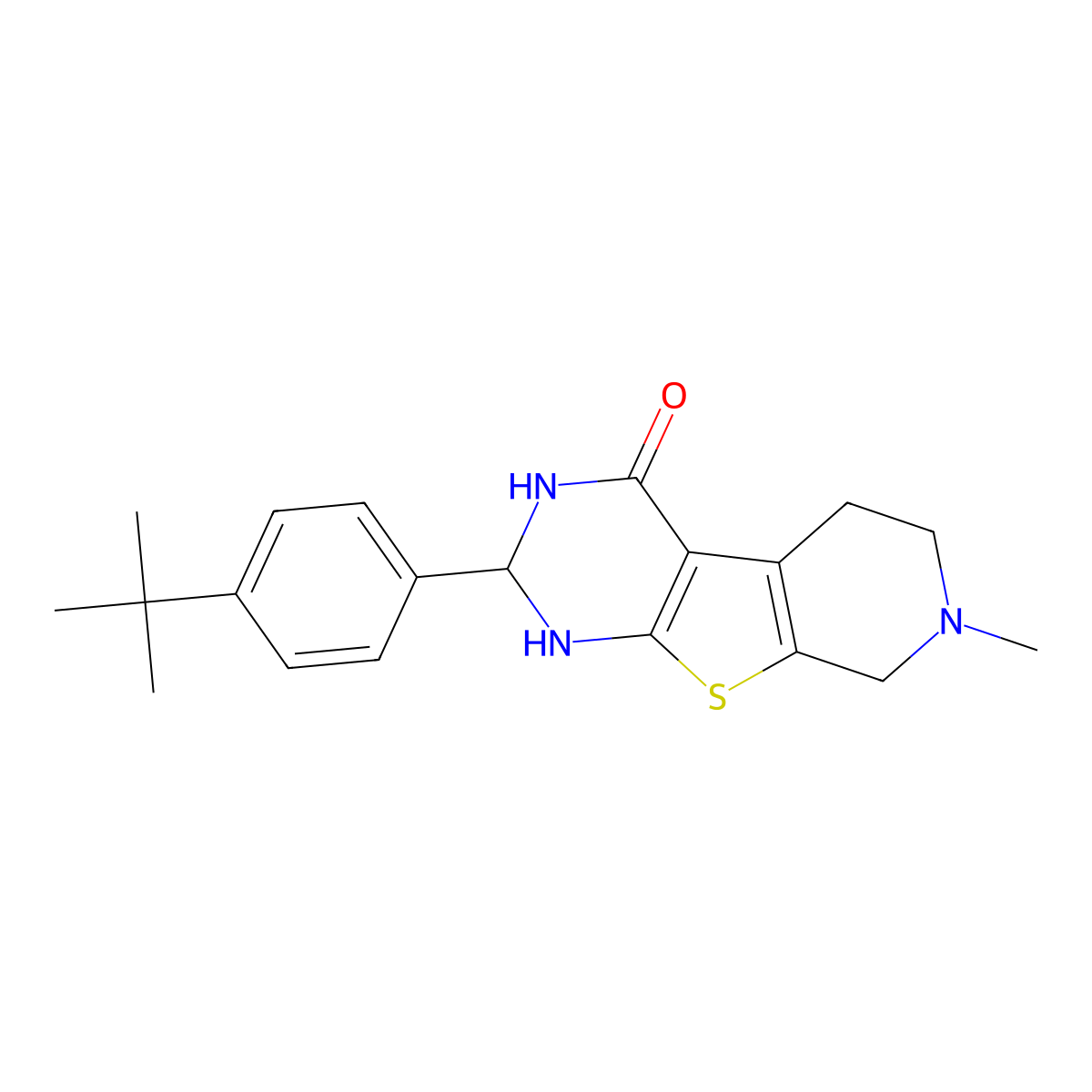 2-(4-Tert-butylphenyl)-7-methyl-1,2,3,5,6,8-hexahydropyrido[2,3]thieno[2,4-d]pyrimidin-4-one molecular structure, CAS 488092-84-8