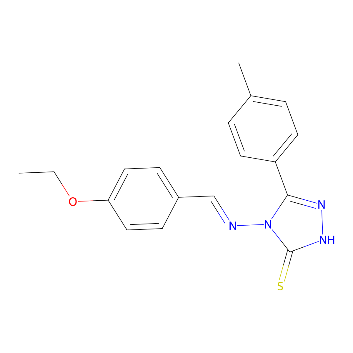 4-[(4-ethoxybenzylidene)amino]-5-(4-methylphenyl)-4H-1,2,4-triazole-3-thiol molecular structure, CAS 488092-86-0