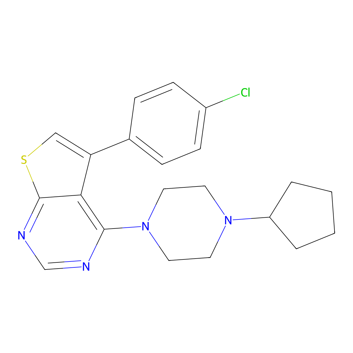 5-(4-Chlorophenyl)-4-(4-cyclopentylpiperazin-1-yl)thieno[2,3-d]pyrimidine molecular structure, CAS 488093-06-7