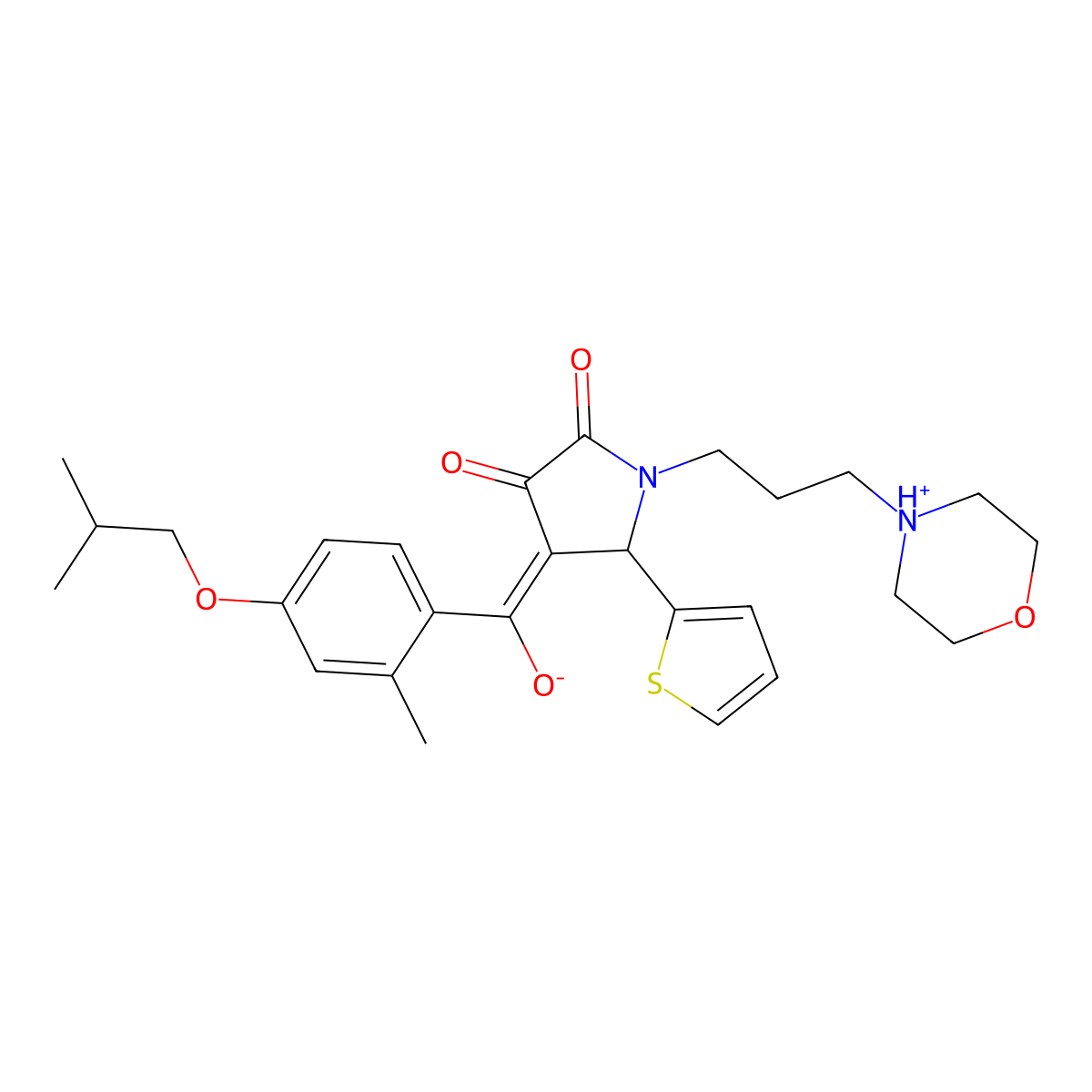 3-hydroxy-4-[2-methyl-4-(2-methylpropoxy)benzoyl]-1-[3-(morpholin-4-yl)propyl]-5-(thiophen-2-yl)-2,5-dihydro-1H-pyrrol-2-one molecular structure, CAS 488093-62-5
