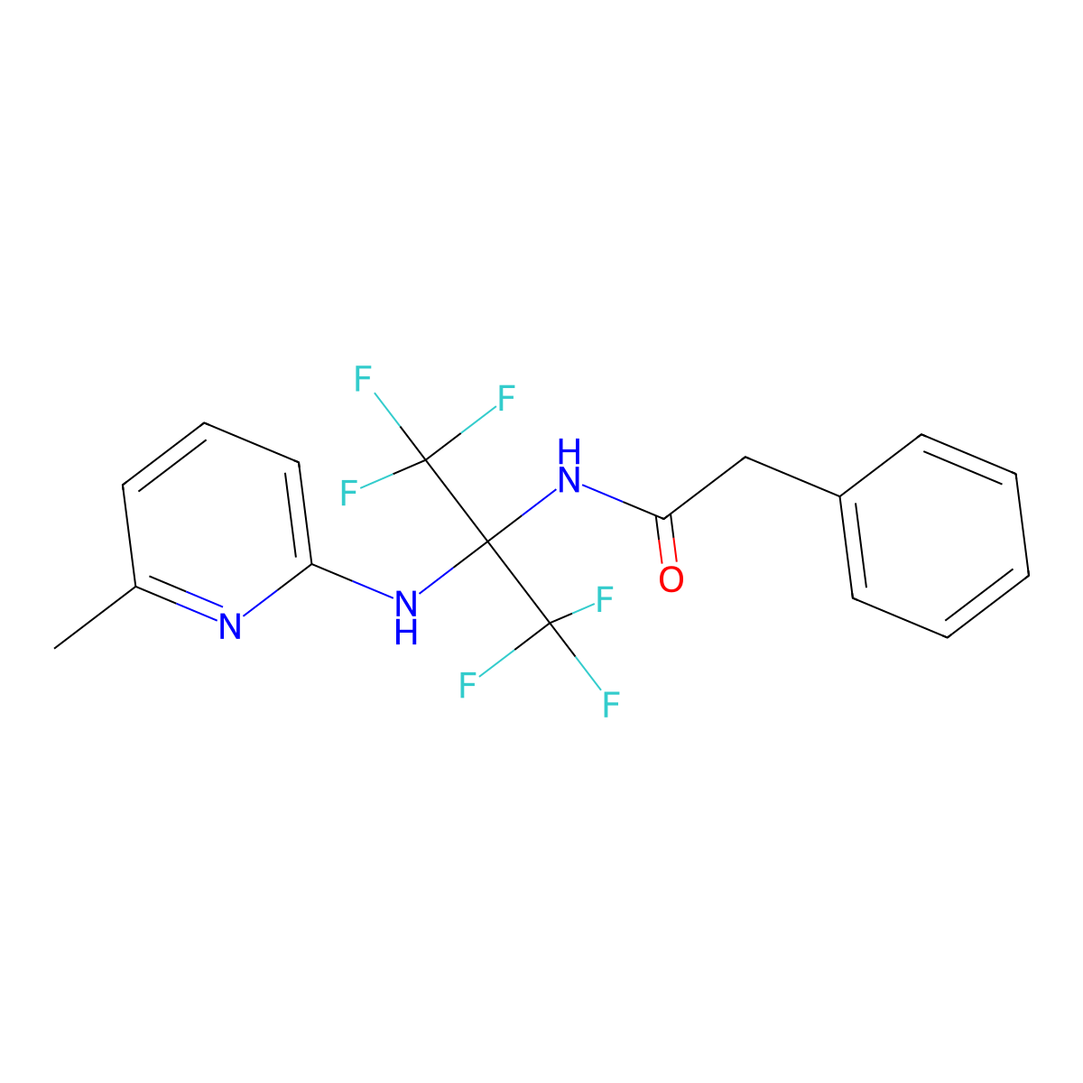 N-[1,1,1,3,3,3-hexafluoro-2-[(6-methylpyridin-2-yl)amino]propan-2-yl]-2-phenylacetamide molecular structure, CAS 488094-10-6