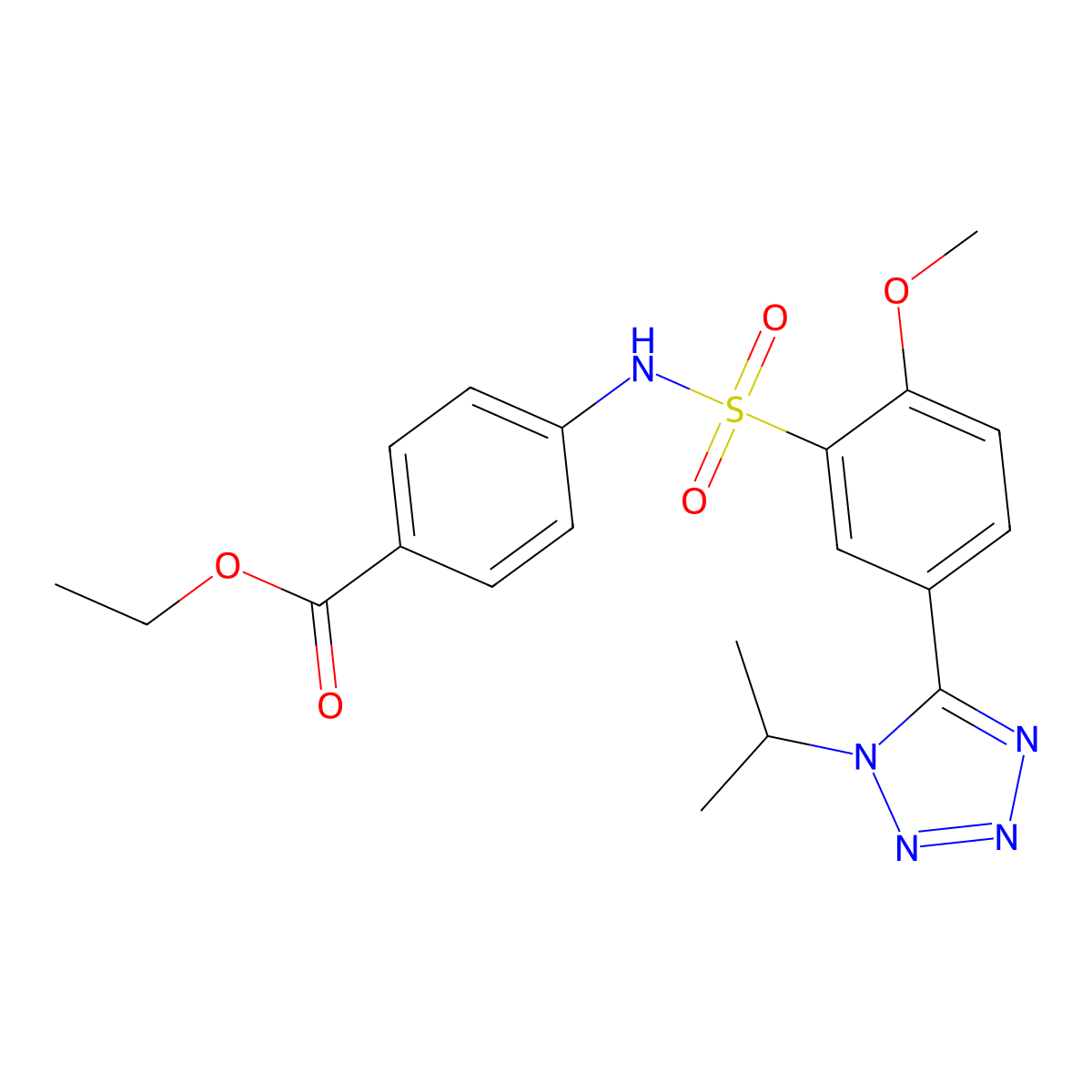 Ethyl 4-[[2-methoxy-5-(1-propan-2-yltetrazol-5-yl)phenyl]sulfonylamino]benzoate molecular structure, CAS 488094-32-2