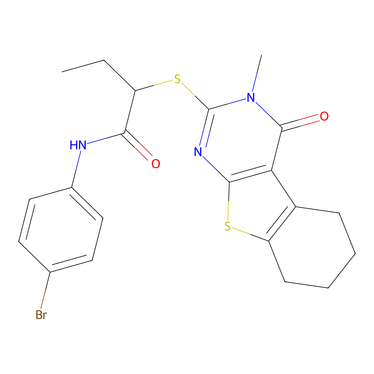 N-(4-bromophenyl)-2-[(3-methyl-4-oxo-3,4,5,6,7,8-hexahydro[1]benzothieno[2,3-d]pyrimidin-2-yl)sulfanyl]butanamide molecular structure, CAS 488094-71-9