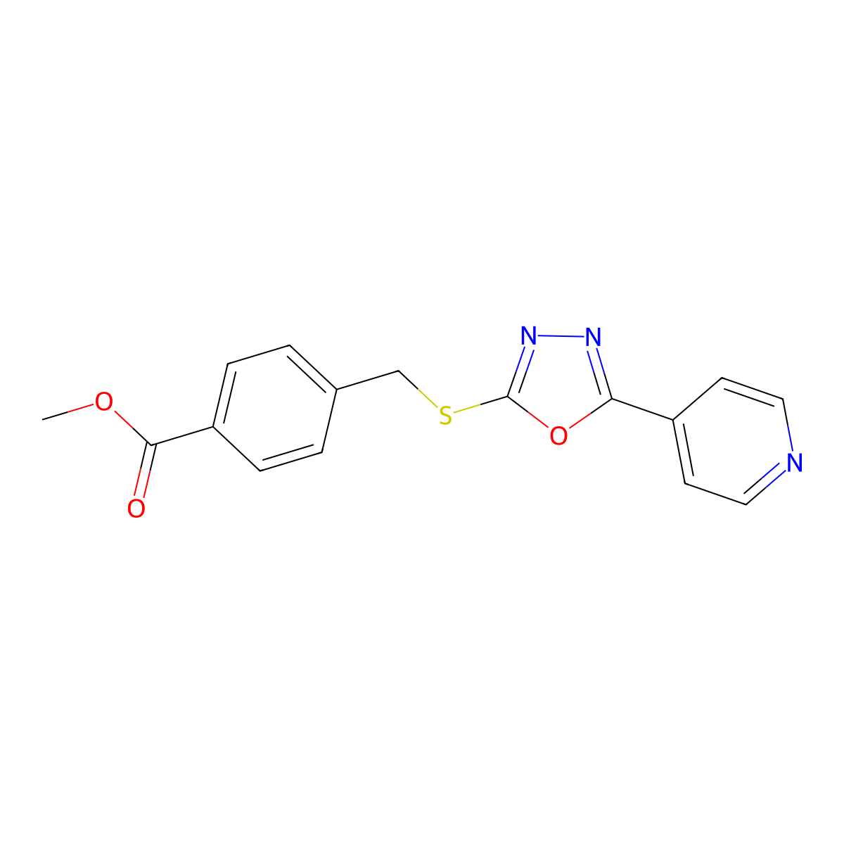 Methyl 4-[(5-pyridin-4-yl-1,3,4-oxadiazol-2-yl)sulfanylmethyl]benzoate molecular structure, CAS 488094-85-5