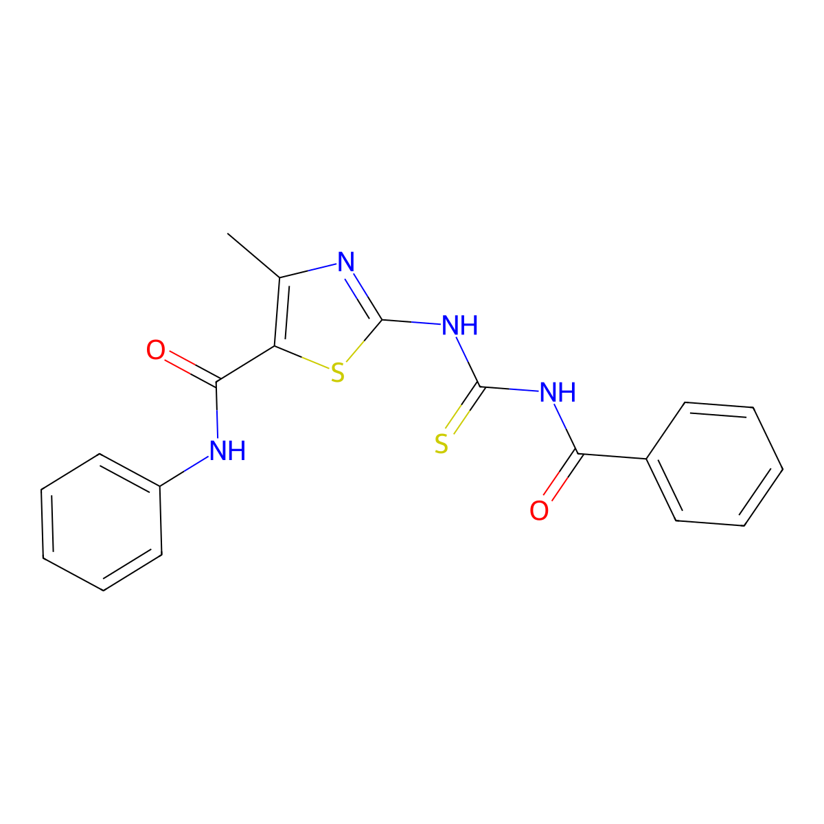 2-(benzoylcarbamothioylamino)-4-methyl-N-phenyl-1,3-thiazole-5-carboxamide molecular structure, CAS 488095-28-9