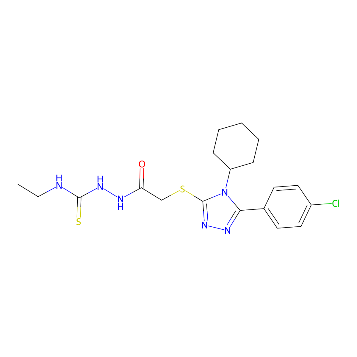 2-({[5-(4-chlorophenyl)-4-cyclohexyl-4H-1,2,4-triazol-3-yl]sulfanyl}acetyl)-N-ethylhydrazinecarbothioamide molecular structure, CAS 488095-47-2