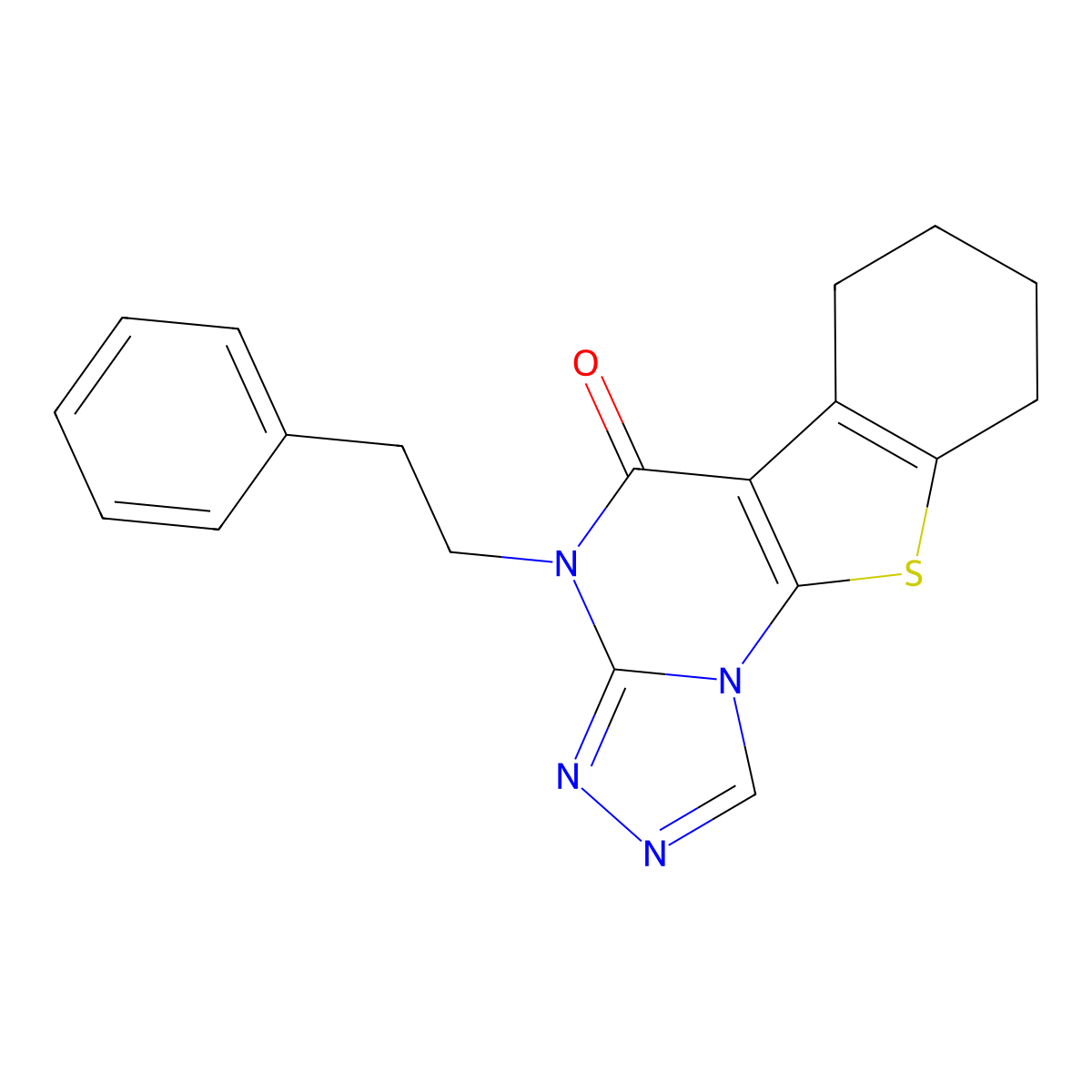 4-(2-phenylethyl)-6,7,8,9-tetrahydro[1]benzothieno[3,2-e][1,2,4]triazolo[4,3-a]pyrimidin-5(4H)-one molecular structure, CAS 488095-59-6