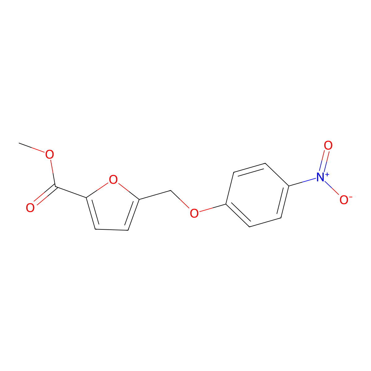 Methyl 5-((4-nitrophenoxy)methyl)furan-2-carboxylate molecular structure, CAS 488095-91-6