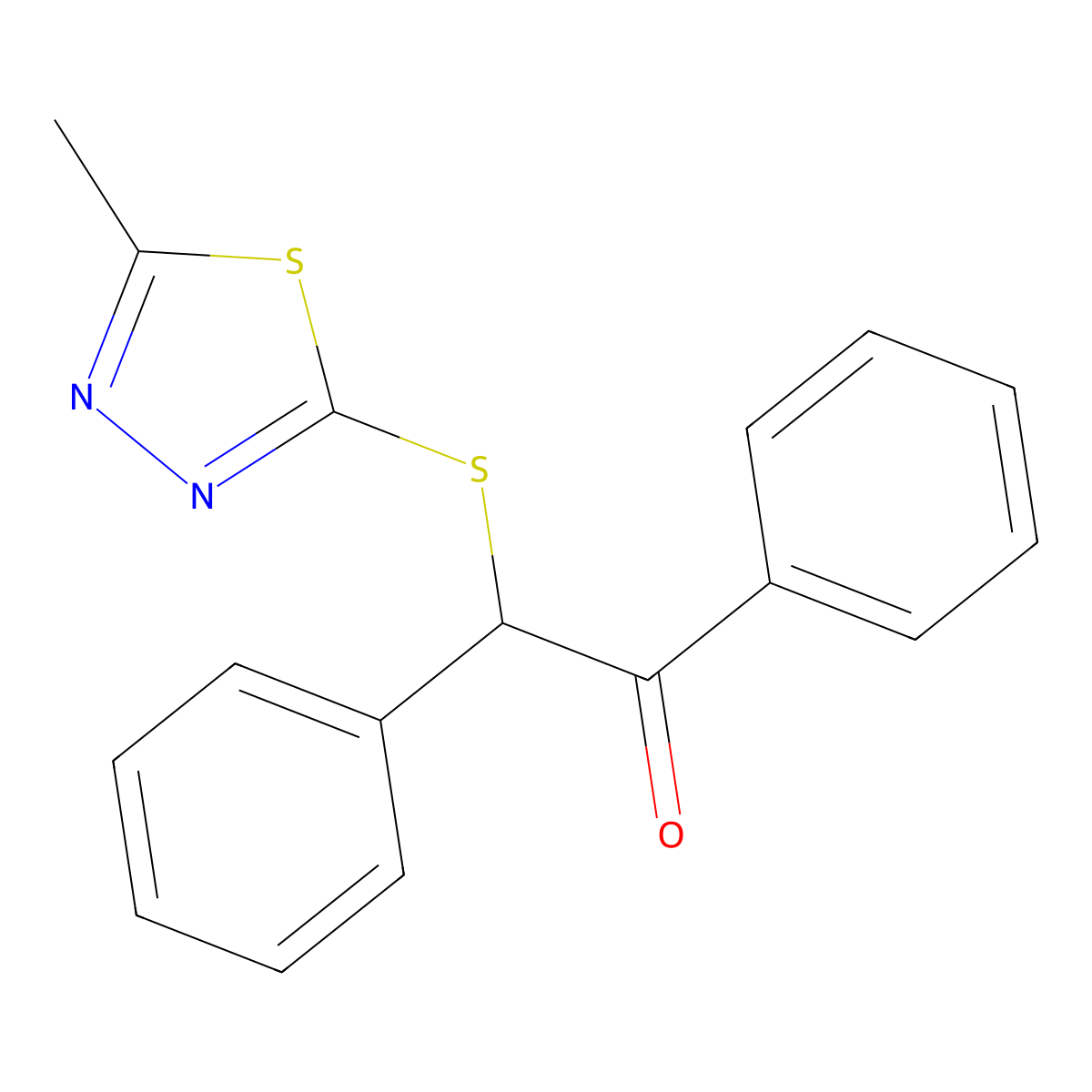 2-[(5-Methyl-1,3,4-thiadiazol-2-yl)sulfanyl]-1,2-diphenylethanone molecular structure, CAS 488096-36-2