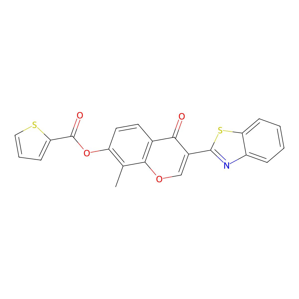 3-(1,3-benzothiazol-2-yl)-8-methyl-4-oxo-4H-chromen-7-yl thiophene-2-carboxylate molecular structure, CAS 488096-37-3