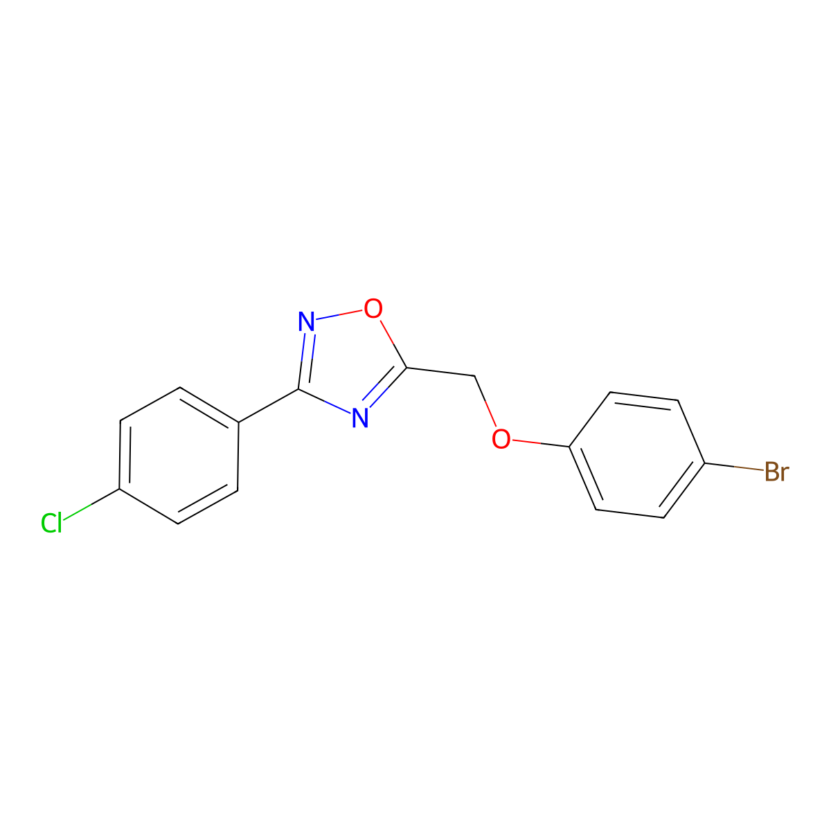 5-[(4-Bromophenoxy)methyl]-3-(4-chlorophenyl)-1,2,4-oxadiazole molecular structure, CAS 488096-40-8