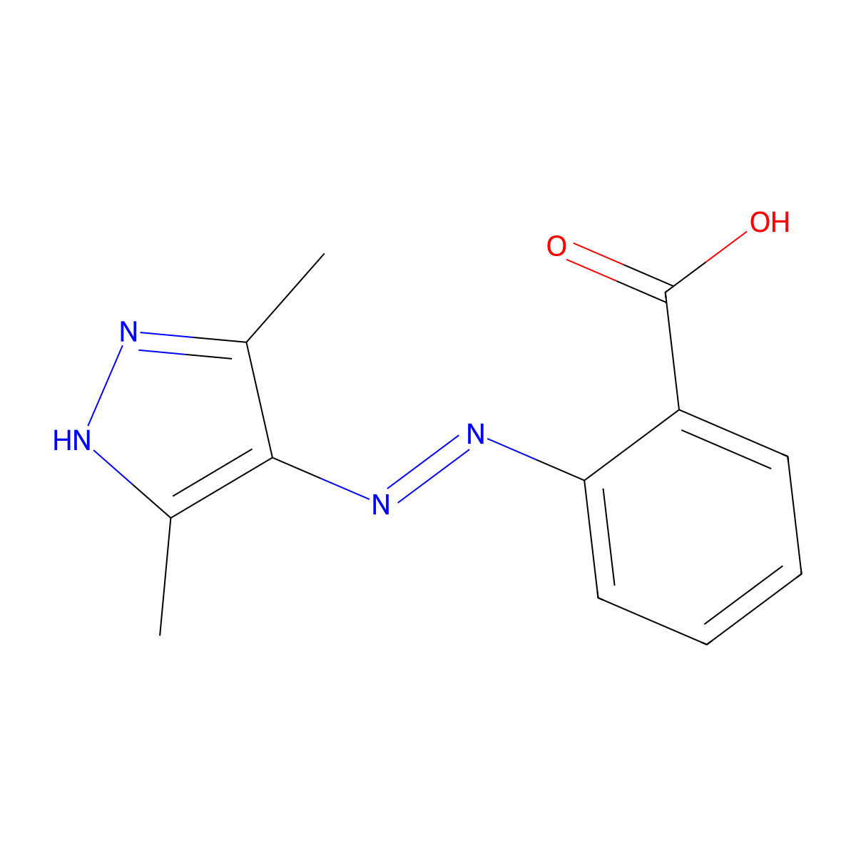 2-[(E)-(3,5-dimethyl-1H-pyrazol-4-yl)diazenyl]benzoic acid molecular structure, CAS 488096-41-9