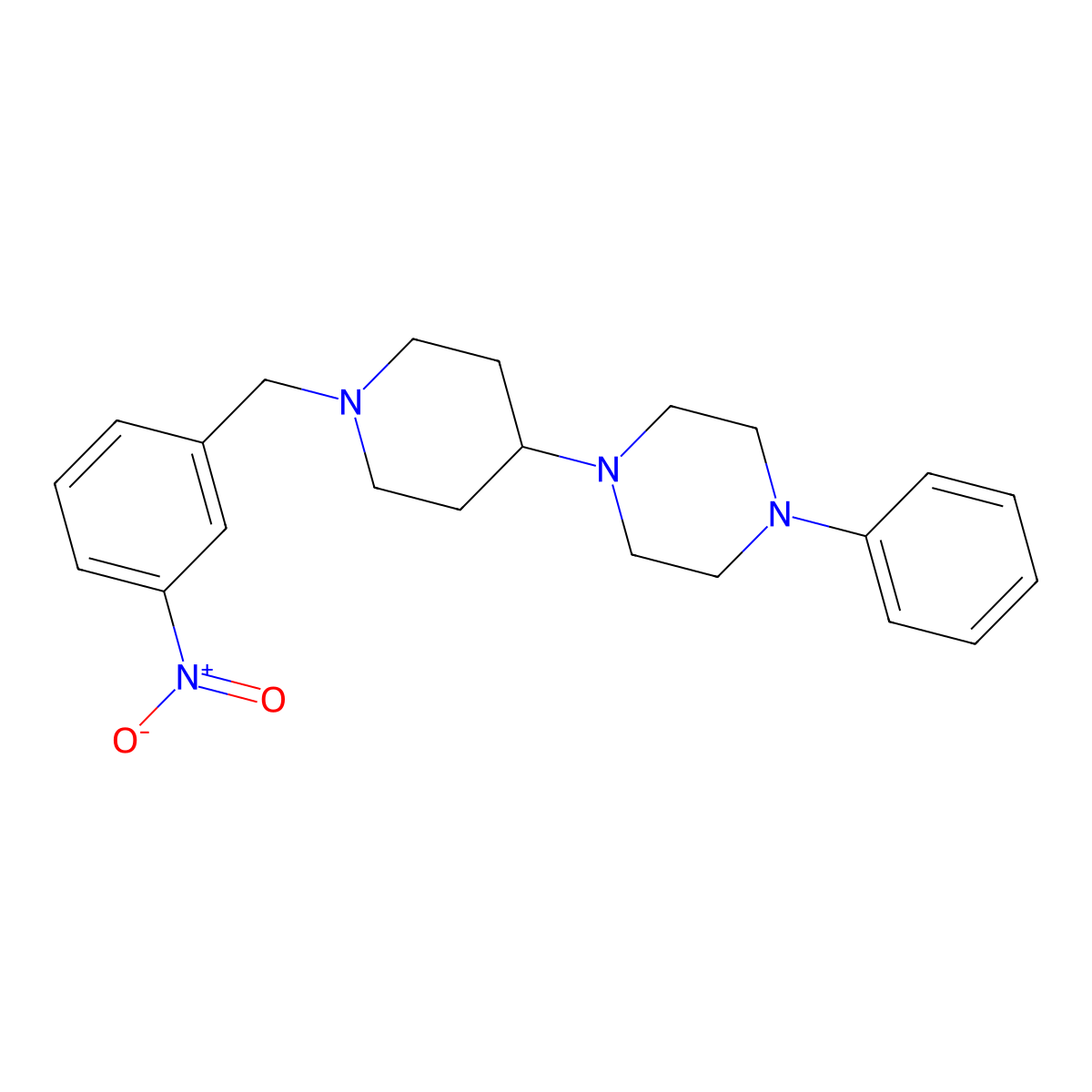 1-[1-[(3-Nitrophenyl)methyl]piperidin-4-yl]-4-phenylpiperazine molecular structure, CAS 488096-58-8