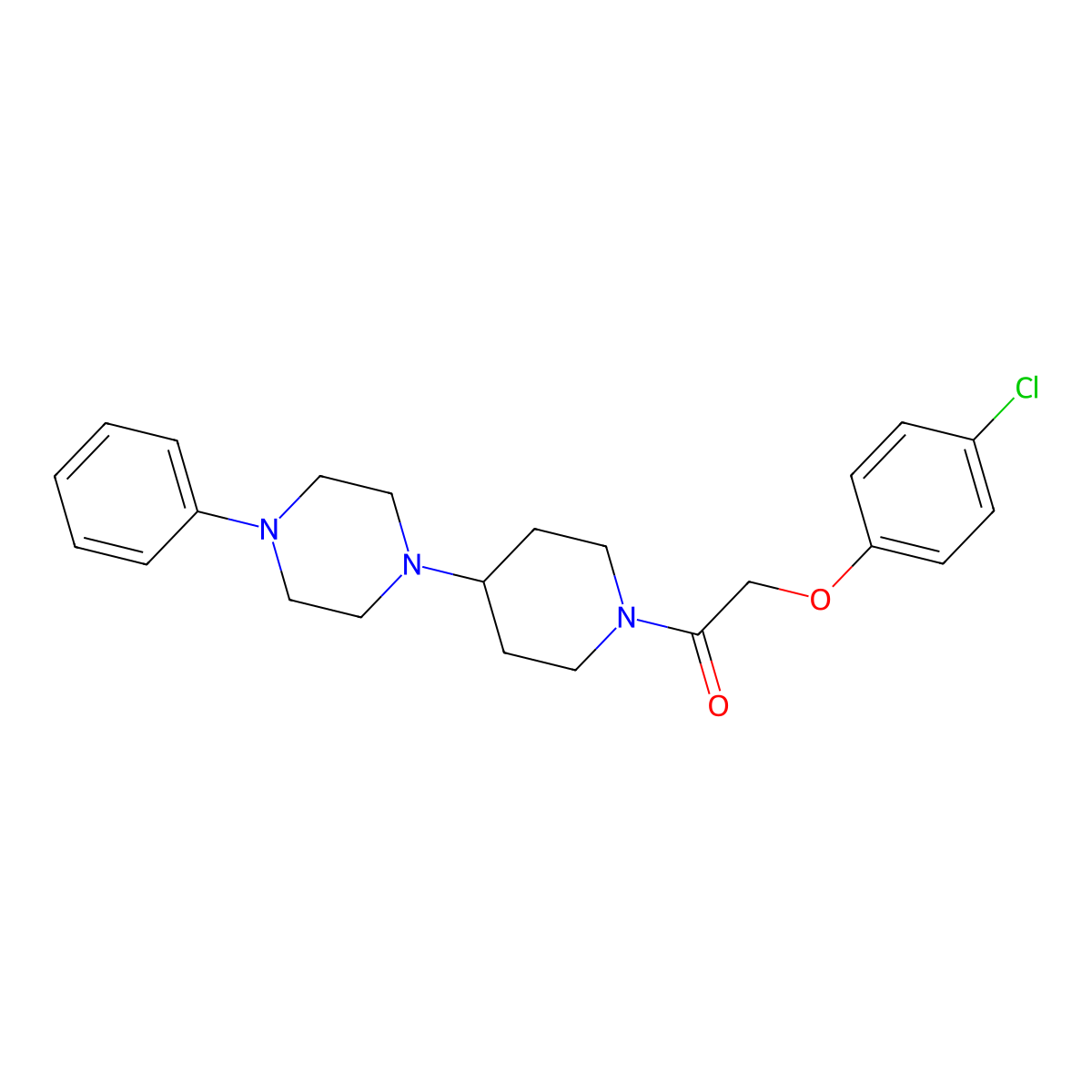 2-(4-Chlorophenoxy)-1-[4-(4-phenylpiperazin-1-yl)piperidin-1-yl]ethanone molecular structure, CAS 488096-62-4