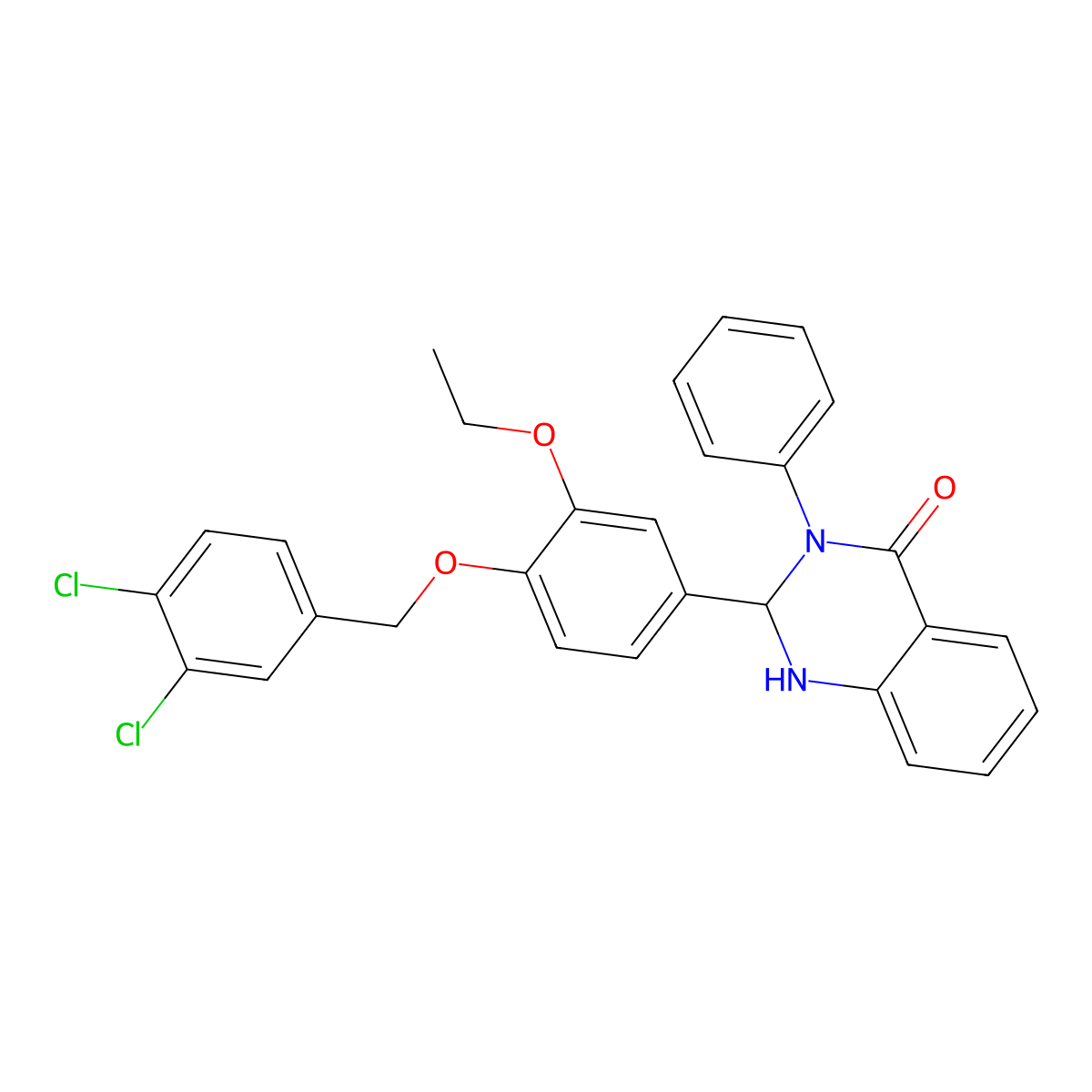 2-{4-[(3,4-dichlorobenzyl)oxy]-3-ethoxyphenyl}-3-phenyl-2,3-dihydro-4(1H)-quinazolinone molecular structure, CAS 488096-77-1