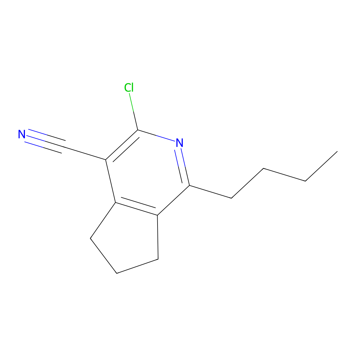 1-butyl-3-chloro-6,7-dihydro-5H-cyclopenta[c]pyridine-4-carbonitrile molecular structure, CAS 488099-91-8