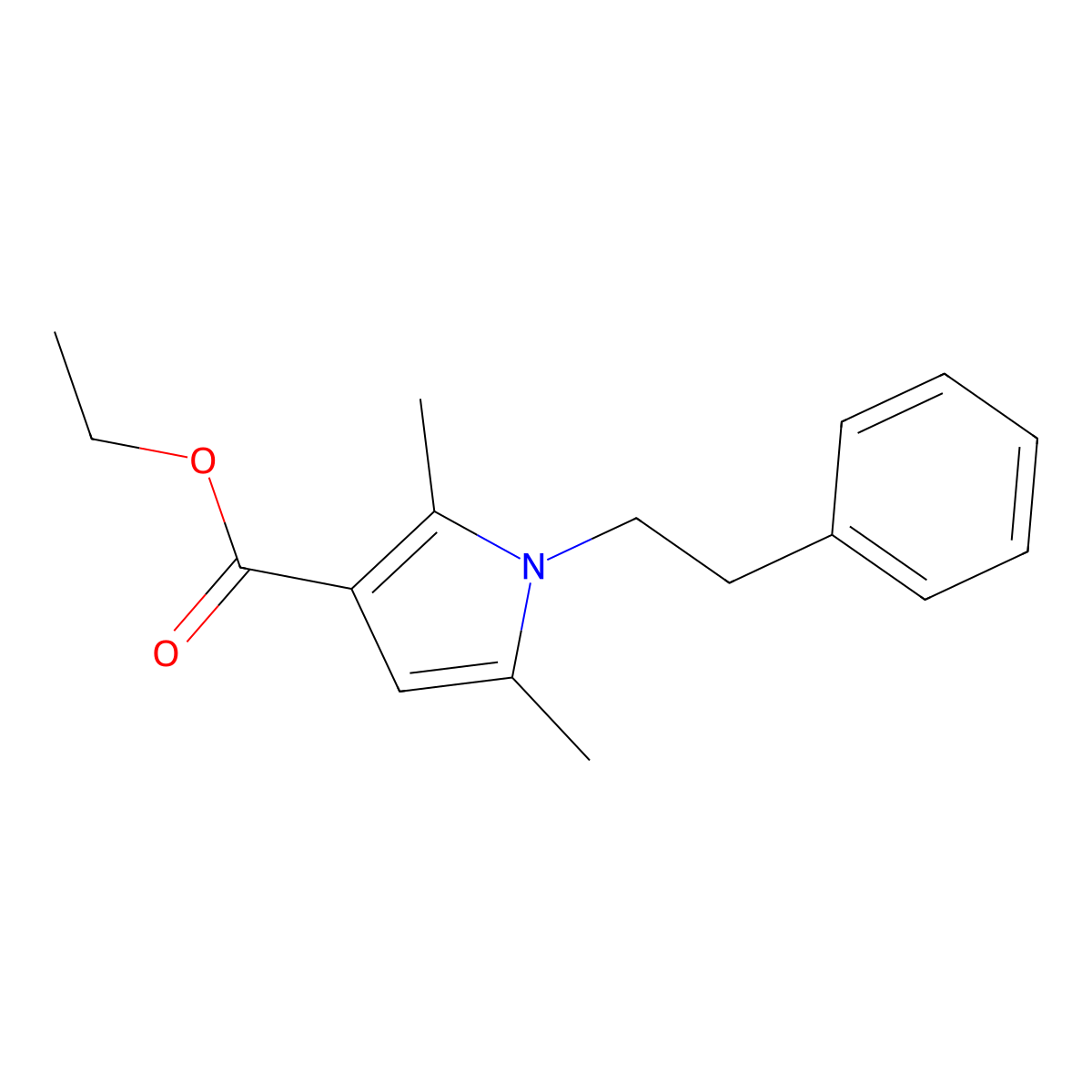 ethyl 2,5-dimethyl-1-phenethyl-1H-pyrrole-3-carboxylate molecular structure, CAS 488100-58-9