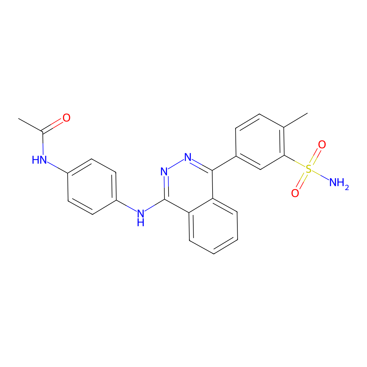 N-[4-[[4-(4-methyl-3-sulfamoylphenyl)phthalazin-1-yl]amino]phenyl]acetamide molecular structure, CAS 488100-90-9