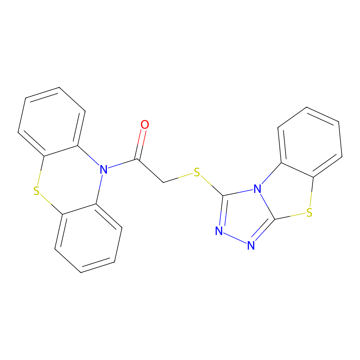 1-Phenothiazin-10-yl-2-([1,2,4]triazolo[3,4-b][1,3]benzothiazol-1-ylsulfanyl)ethanone molecular structure, CAS 488101-39-9