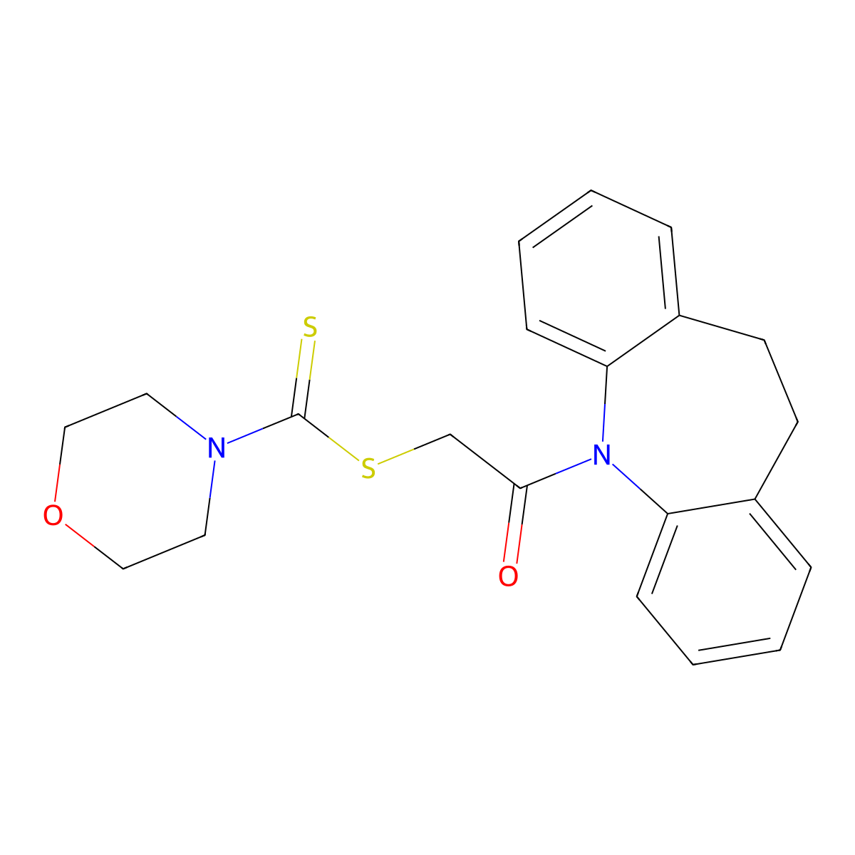 2-(10,11-dihydro-5H-dibenzo[b,f]azepin-5-yl)-2-oxoethyl morpholine-4-carbodithioate molecular structure, CAS 488102-20-1